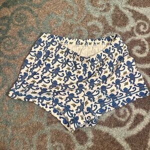 Roller Rabbit Blue and White Monkey Print Shorts